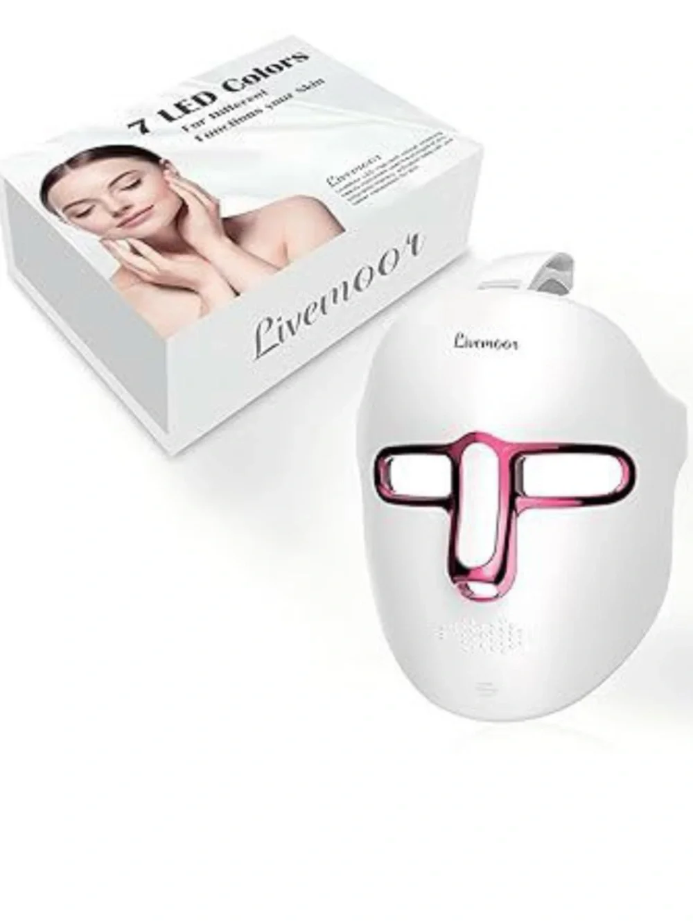 White LED Facial Mask with Pink Accents